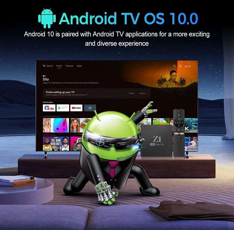 Latest Gen Android 11 Z1 with 4GB Ram TV Box & ATV OS, S905W2 Cpu Dual Band WiFi, BT5.2