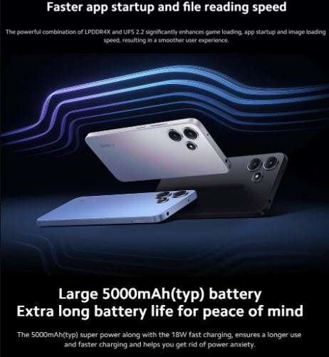 XIAOMI Redmi 12 5G 128GB Polar Blue Mobile Phone Global Rom Android 14  HyperOS