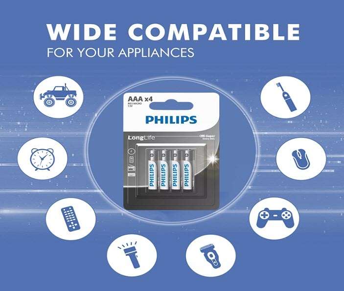 PHILIPS AAA Longlife Battery X 4 Pack