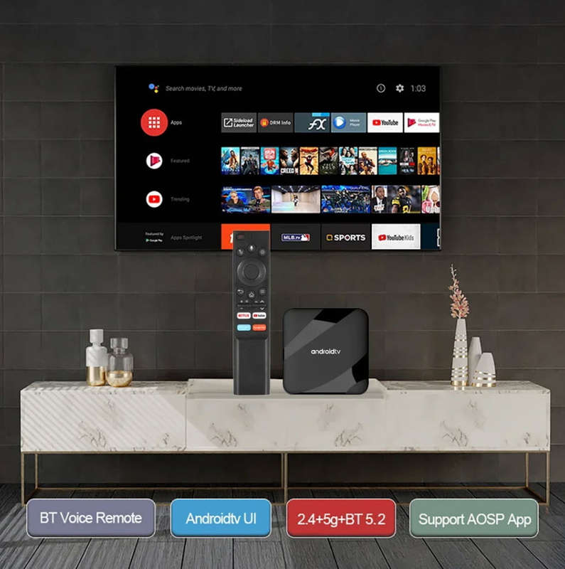 Latest Gen Android 14 8K TV98 w2 with 2GB Ram TV Box & ATV OS,  S905W2 Cpu Dual Band WiFi, BT5.2