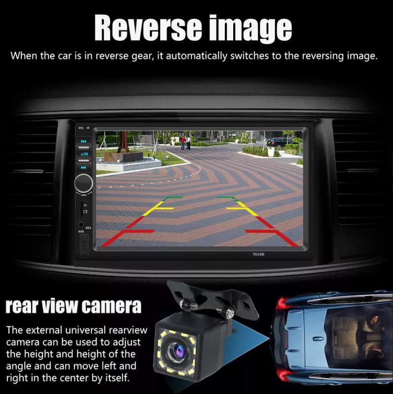 7 Inch Double 2 DIN Car Stereo Radio MP5 Touch Screen Bluetooth FM USB + FREE Rear Camera