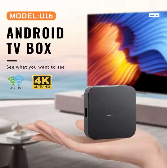 Latest Gen Android 10 TVOS 4K U16  Plus 2GB Ram with 16GB Rom Quad Core Cpu 5G WiFi, BT5.2 Tv Box