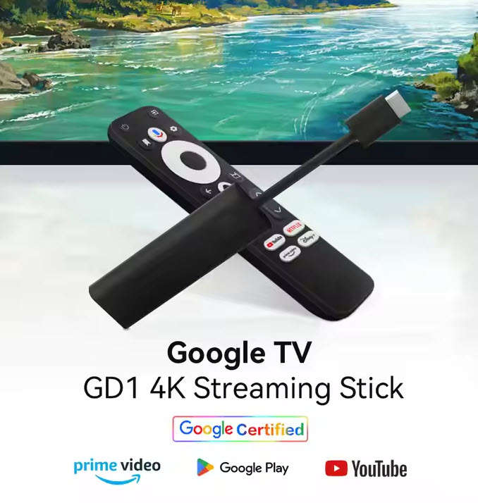 D Color GD1 Android 11 Google Netflix Certified Google TV OS Stick Supports 2GB 16GB