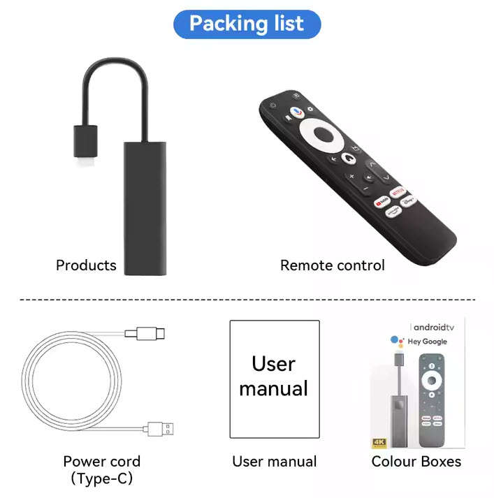 D Color GD1 Android 11 Google Netflix Certified Google TV OS Stick Supports 2GB 16GB