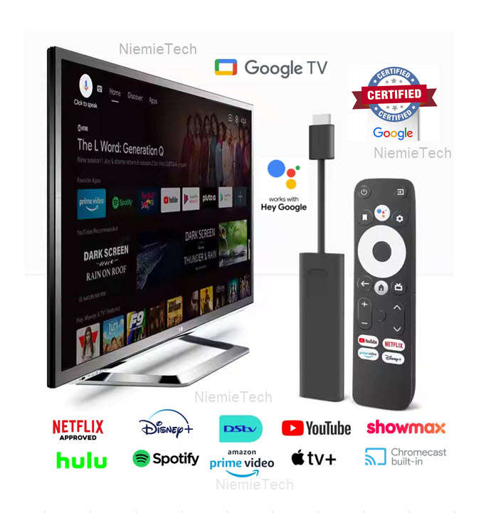 D Color GD1 Android 11 Google Netflix Certified Google TV OS Stick Supports 2GB 16GB