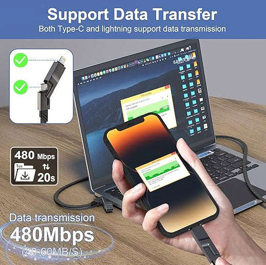 100W Four-in-one Fast Charging Data Usb Cable Is Suitable for Type-C Lightning PD 4-in-1