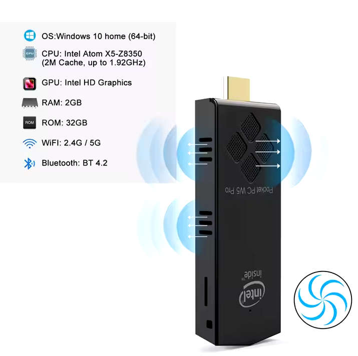 New Mini PC Stick Pocket PC Intel Atom Z8350 & Windows 10 Pro 2GB RAM 32GB ROM