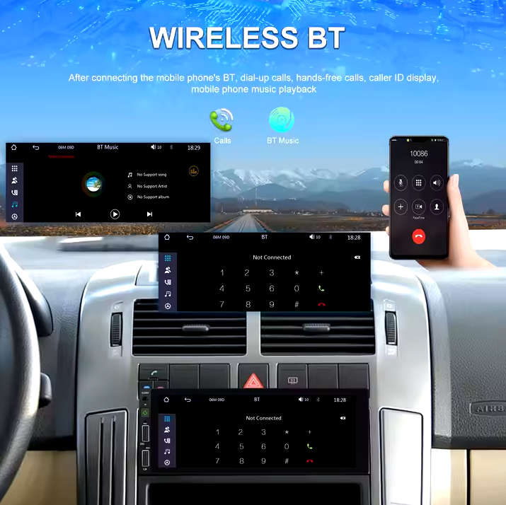 Podofo 6.86 Inch Single Din  Touch Screen Wireless Carplay Android Auto BT/USB FM AUX Rear View Cam
