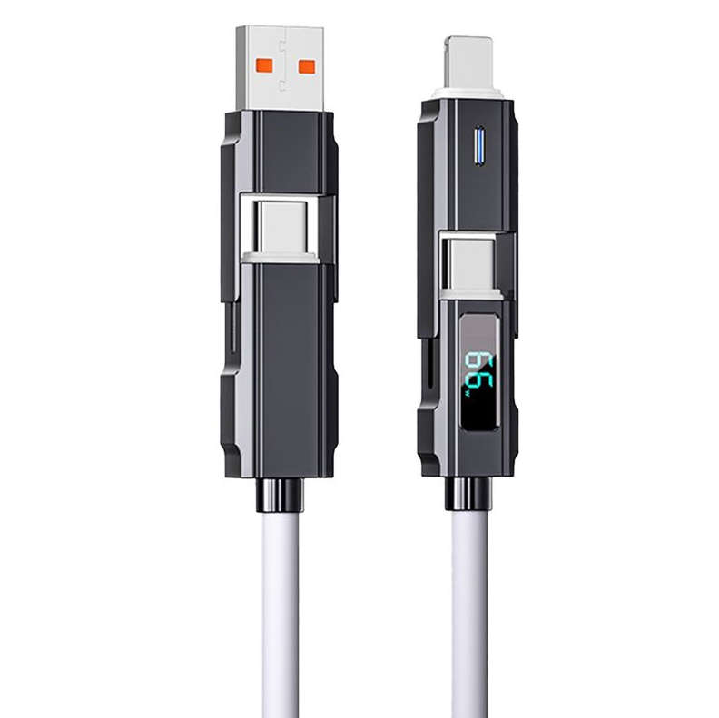 4-in-1 Charger Data Cable + LED Power Digital Display | 100W | PD Fast Charge