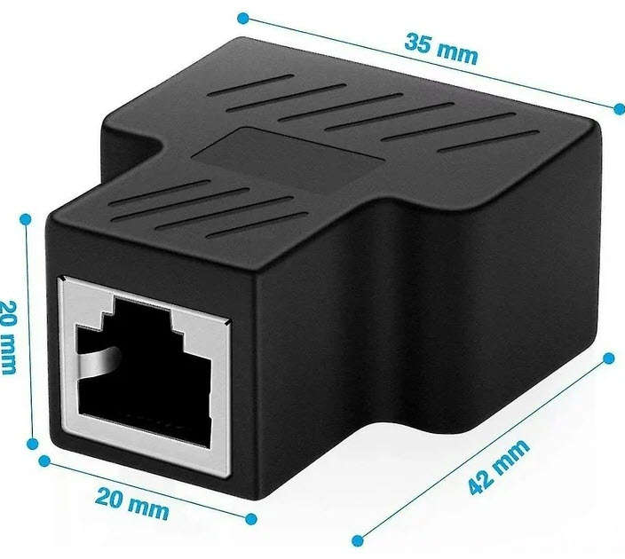 RJ45 Ethernet Splitter Connector Lan Adapter (1000 Mbps)
