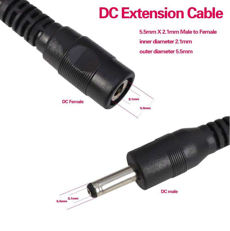 3m DC Black Power Extension Cable SE-C03, 5.5mm OD can be used for Tv Box or Cameras