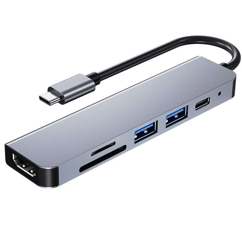 6-in-1 Type-C Portable Hub Multiport Adapter  for Pc and Mobile phones support desktop mode
