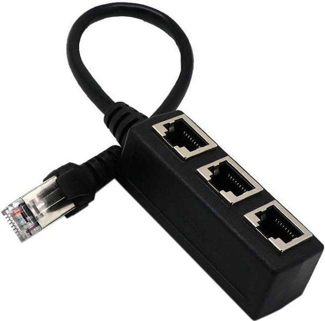 Ethernet Network Splitter 1 to 3 Ports Adapter LAN Female Cable Connector