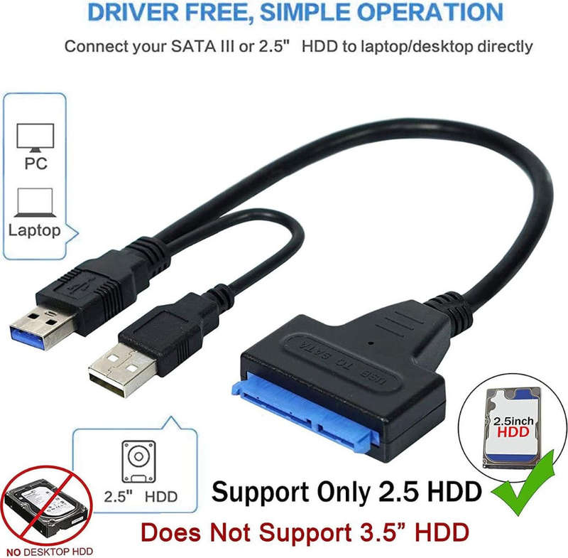 USB 3.0/2.0 Male to SATA Male Hard Drive Cable