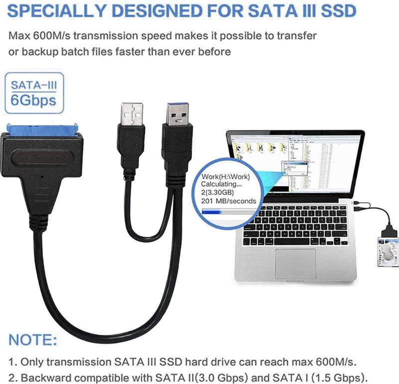 USB 3.0/2.0 Male to SATA Male Hard Drive Cable