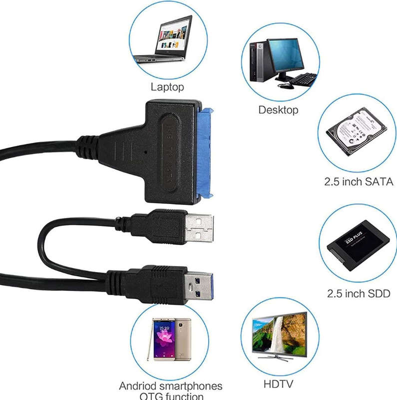 USB 3.0/2.0 Male to SATA Male Hard Drive Cable
