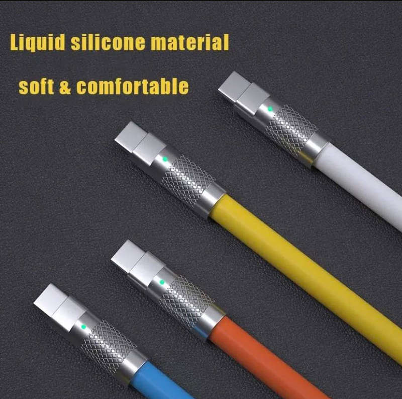 Heavy Duty: 120w 6a Super Fast Charge Type-C Liquid Silicone Cable - Orange