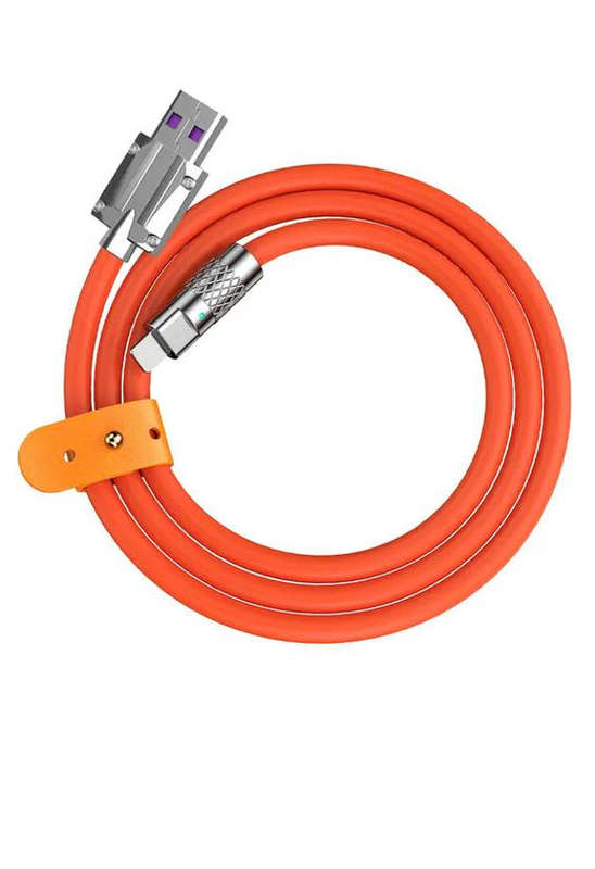 Heavy Duty: 120w 6a Super Fast Charge Type-C Liquid Silicone Cable - Orange