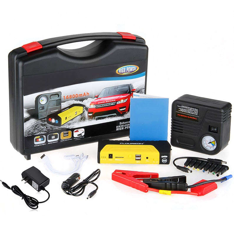 Car Jump Starter 2000A Emergency Start + Tyre Pump Power Bank LED Torch