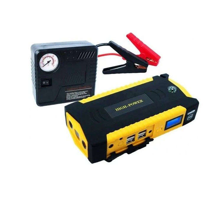 Car Jump Starter 2000A Emergency Start + Tyre Pump Power Bank LED Torch