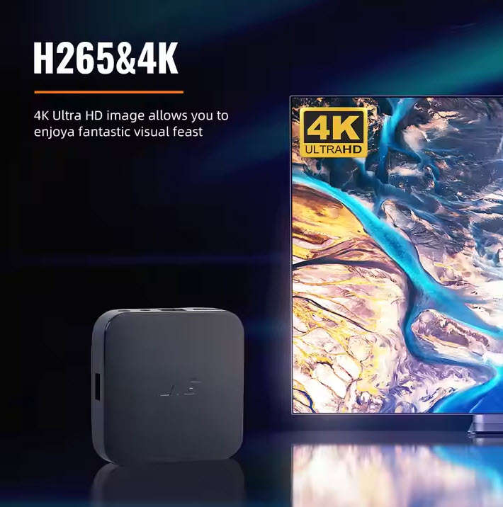 Latest Gen Android 10 OS 4K U16 Mini Tv Box  2GB Ram with 8GB Rom Quad Core Cpu 5G WiFi, BT5.2