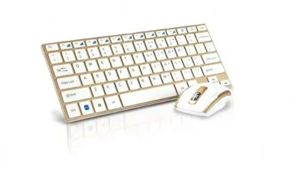 Alloy Material Wireless Keyboard and Mouse Set, Compact and Elegant Design, Gold Black