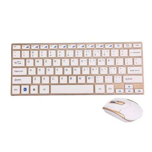Alloy Material Wireless Keyboard and Mouse Set, Compact and Elegant Design, Gold Color