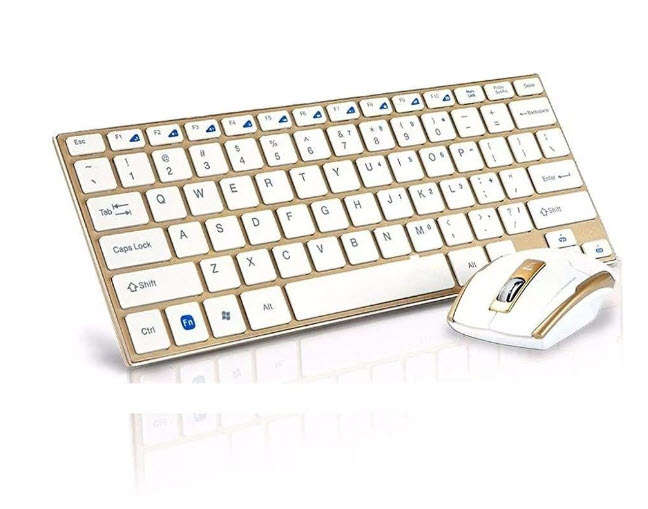 Alloy Material Wireless Keyboard and Mouse Set, Compact and Elegant Design, Gold Black