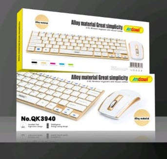 Alloy Material Wireless Keyboard and Mouse Set, Compact and Elegant Design, Gold Color