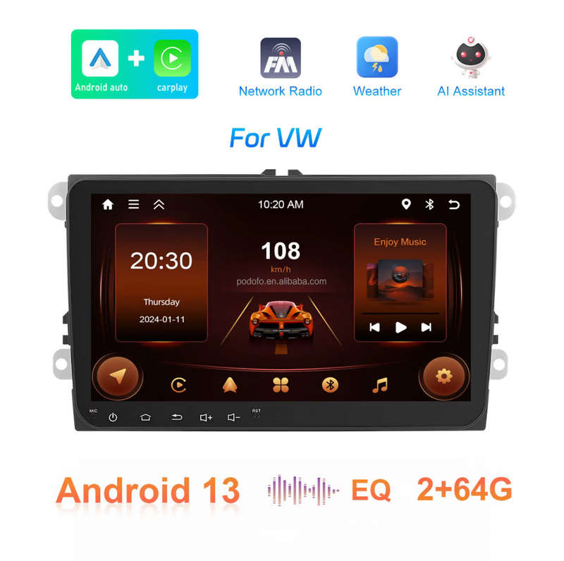 9'' Android Car Radio2+64G CarPlay Android Auto Car Stereo with GPS WIFI FM RDS For VW/Skoda/Golf