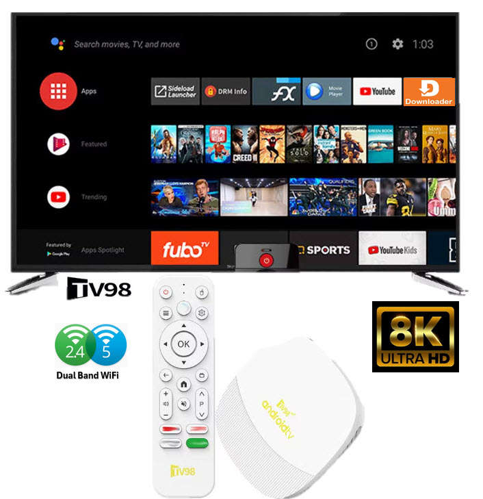 Latest Gen Android 14 8K TV98 MAX with 2GB Ram TV Box & ATV OS,  H313 Cpu Dual Band WiFi, BT5.2