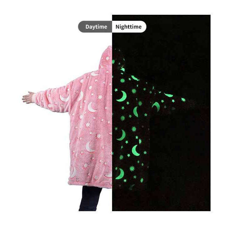 Ladies TV Blanket Hoodie - Glow in the Dark - Pink