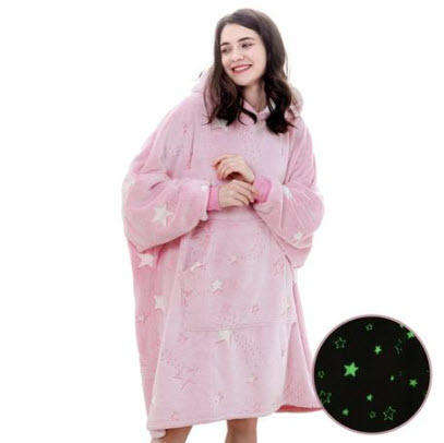 Ladies TV Blanket Hoodie - Glow in the Dark - Pink