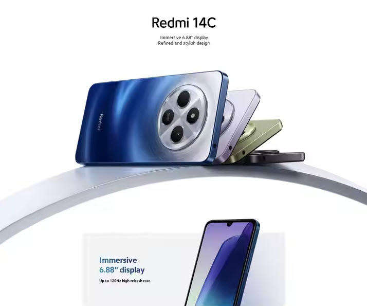 Starry Blue Xiaomi Redmi 14C 128GB 6.8 120Hz Display Mobile Phone
