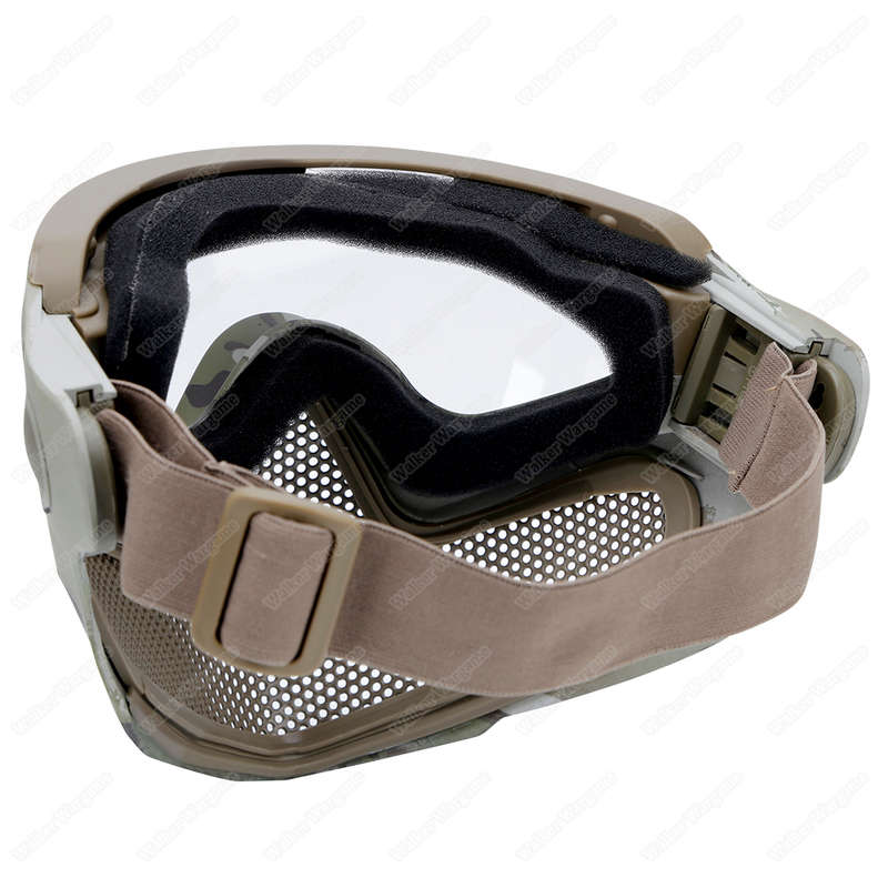 Pilot Full Face Mask with Goggle ,Metal Mesh Mask - Multicam