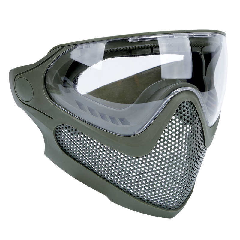 Pilot Full Face Mask with Goggle ,Metal Mesh Mask - OD Green