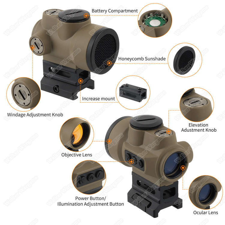 Focuhunter 2MOA 1X30 MRO Red Dot Sight with Picatinny Mount 0174