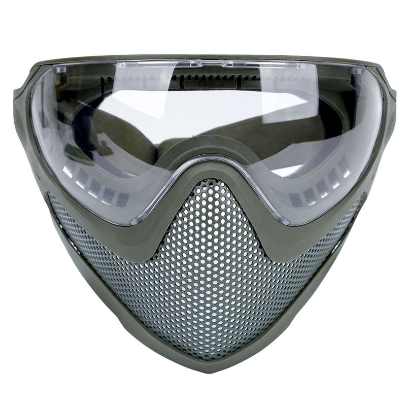 Pilot Full Face Mask with Goggle ,Metal Mesh Mask - OD Green