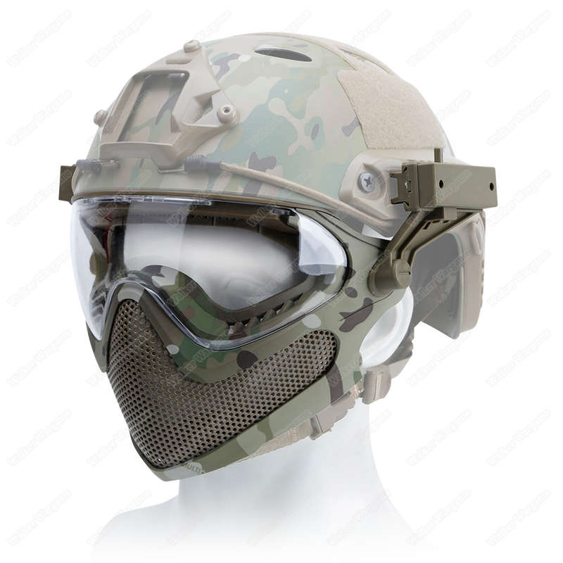 Pilot Full Face Mask with Goggle ,Metal Mesh Mask - Multicam