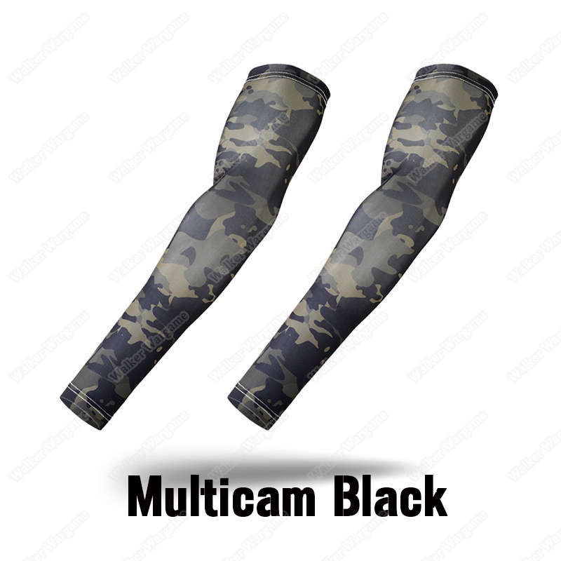 Camouflage Arm Sleeves UV Sport Quick Dry Sleeves - Multicam Black