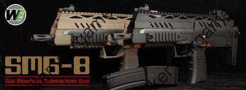 WE SMG8 MP7 Green Gas Blow Back SMG - Black