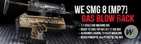 WE SMG8 MP7 Green Gas Blow Back SMG - Black