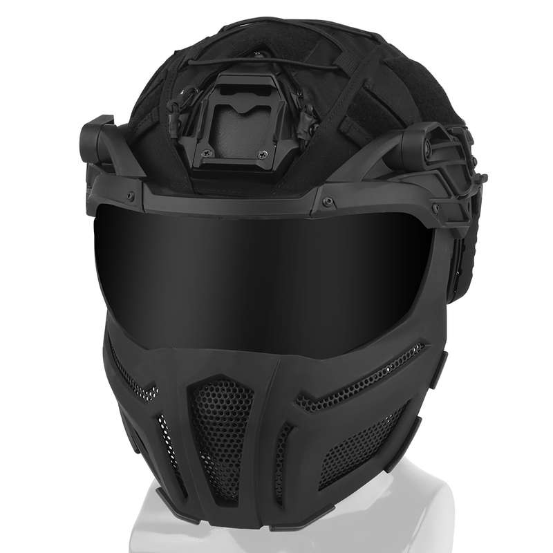 WST FPL FAST Helmet Fully Protected Version Light Weight Mask + Goggle Black