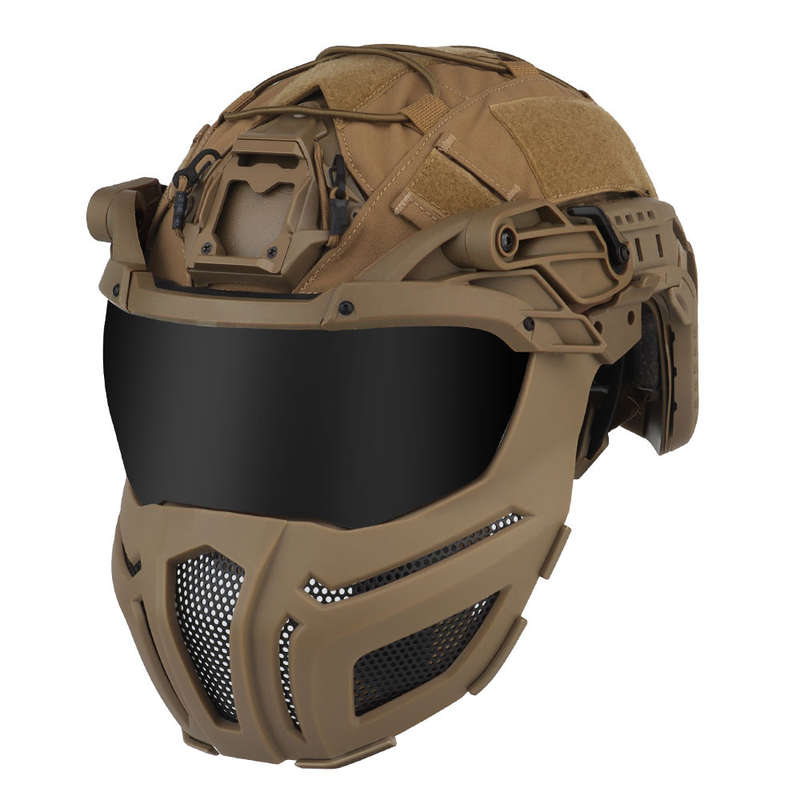 Tan WST FPL FAST Helmet Fully Protected Version Light Weight Mask + Goggle 5 in 1 set