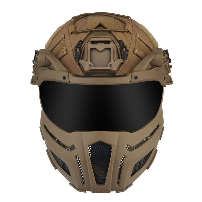 Tan WST FPL FAST Helmet Fully Protected Version Light Weight Mask + Goggle 5 in 1 set