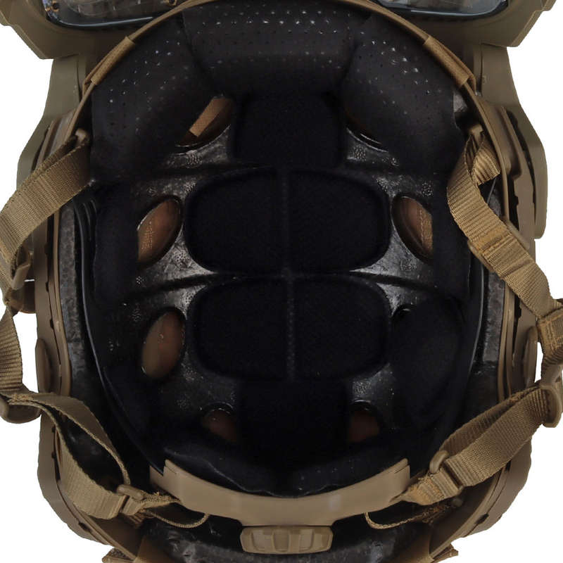 Tan WST FPL FAST Helmet Fully Protected Version Light Weight Mask + Goggle 5 in 1 set