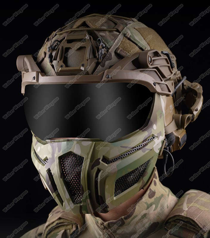 WST FPL FAST Helmet Fully Protected Version Light Weight Mask + Goggle Tan