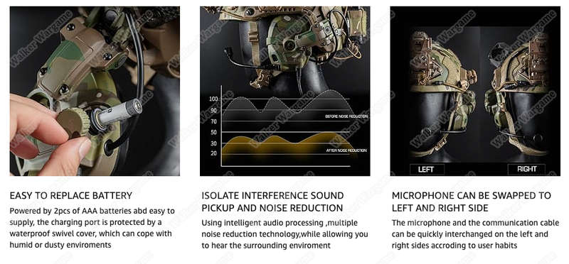 WST GEN 6 tactical headsetSound pickup and noise reduction with Multi Mount Tan