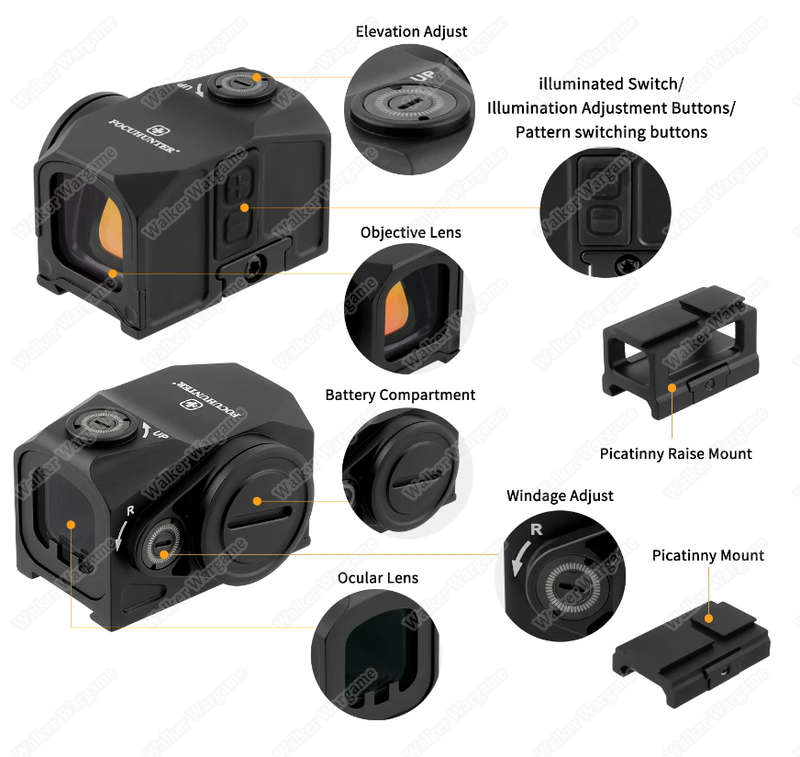 Focuhunter Titan 1X19mm Red Dot With Shake Wake MZJ-RDP-0012