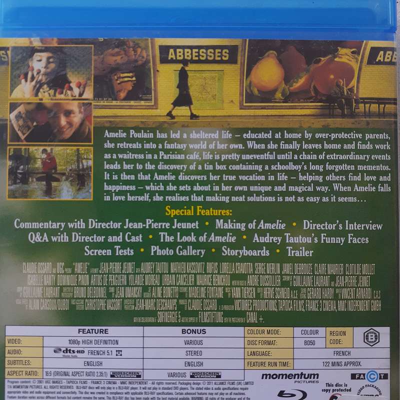 Amelie (A Flim by Jean-Pierre Jeunet) [Blu-ray Movie]